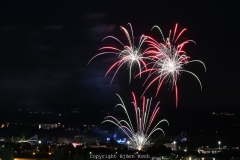 05.08.2022, 538. Cranger Kirmes 2022, Eröfffnungsfeuerwerk Crange 2022. Bild: Das Eröffnungsfeuerwerk zur 538. Cranger Kirmes, aufgenommen von der Halde Hoheward in Herten aus. - Foto: Björn Koch